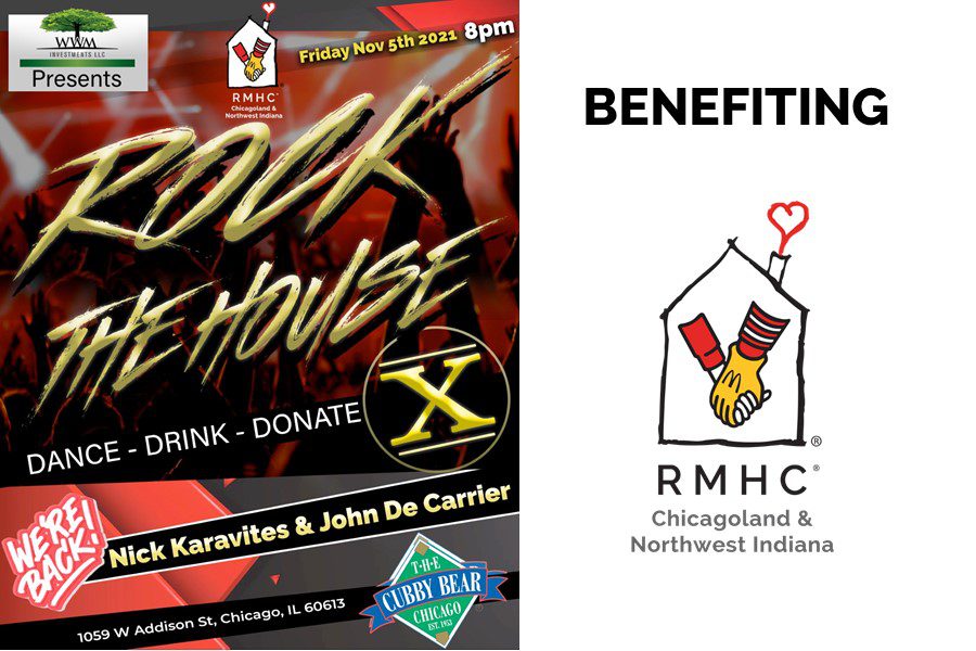 Graphic that reads "Rock the House benefiting ROMHC-CNI"
